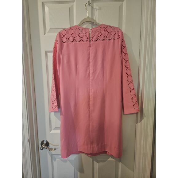 J. Crew 365 Crepe Laser-Cut Eyelet Shift Dress Pink Size 6 Pastel Spring Summer - Picture 6 of 6